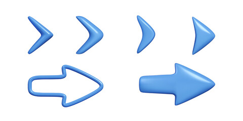 Set of blue arrow. Design element for banner in 3D realistic simple style