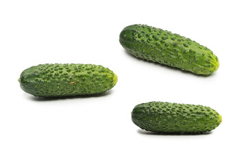 Fresh green cucomber isolated on white background.