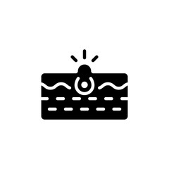 Skin Acne, Blackhead, Comedo Silhouette Icon. Pimple and Inflammation Sebum Black Pictogram. Deep Pustule Skin Problem Icon. Vector Illustration