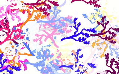 Naklejka premium Light Multicolor vector abstract backdrop with leaves, branches.