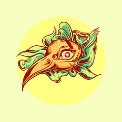 vector illustration of a bird skull for tshirt design