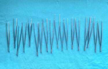 Surgical forcep on table,.used for wound dressing in hospital..