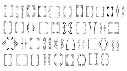 Set Black Simple Line Collection Different Doodle Brackets, Parentheses, Braces Elements Vector Design Style Sketch Isolated Illustration For Banner