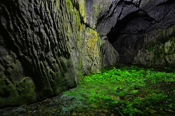 cave in the mountains stone tunnel natural landscape