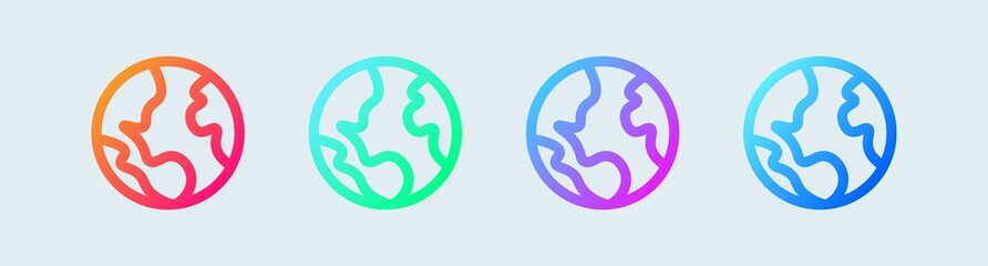 Globe line icon in gradient colors. World symbol vector illustration.