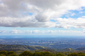 Fototapeta na wymiar View across the city of Adelaide from Mount Loft view point, South Australia