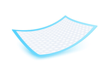 Disposable flat bed sheet with square texture. For elderly and bedridden people with urinary incontinence. Soft protection and convenient. Blue diaper pads Isolated on white background. 3D vector.  © Adisak