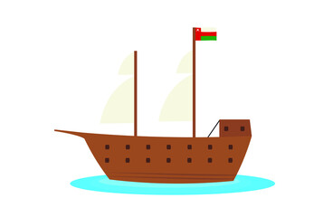 Wooden ship with Oman flag