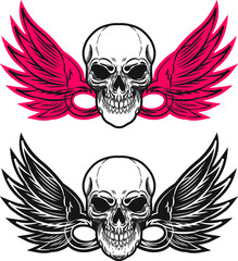 vector illustration of Skull with Wings design, Can be used as a t-shirt print, tattoo design, logo, and graffiti. Urban style