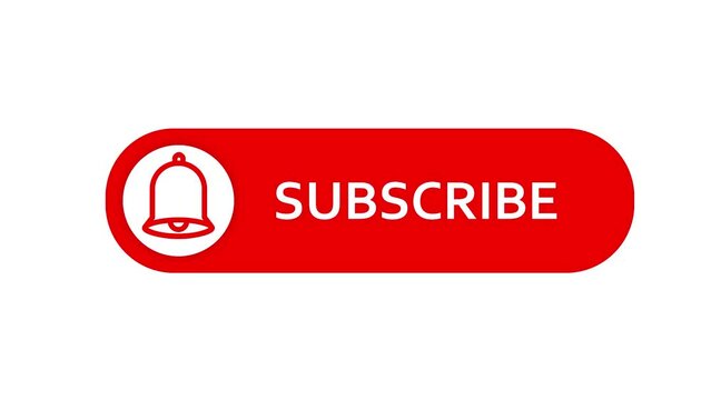 Subscribe button animation with a luma matte for a video channel. White background.