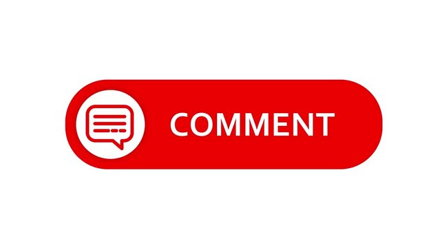 Comment button animation with a luma matte for a video channel. White background.	