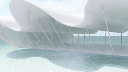 Fototapeta premium Architecture background curved building facade 3d render