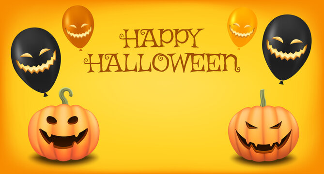 Halloween banner with a field for text, greetings, invitations or for promotions. Happy Halloween. Bright background for your banner. Vector illustration