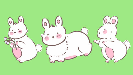 Illustrasted of cartoon little cute white bunny for decorative