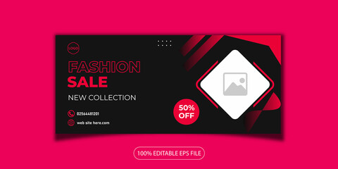 Creative corporate minimal modern business fashion sale social media Facebook cover web banner post design template