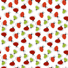 Seamless pattern with colorful abstract ladybugs.Vector graphics.