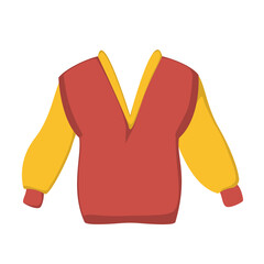 Autumn yellow-red sweater in a flat style. Vector image.