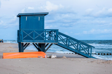 View of the beach in Rewal in Poland.