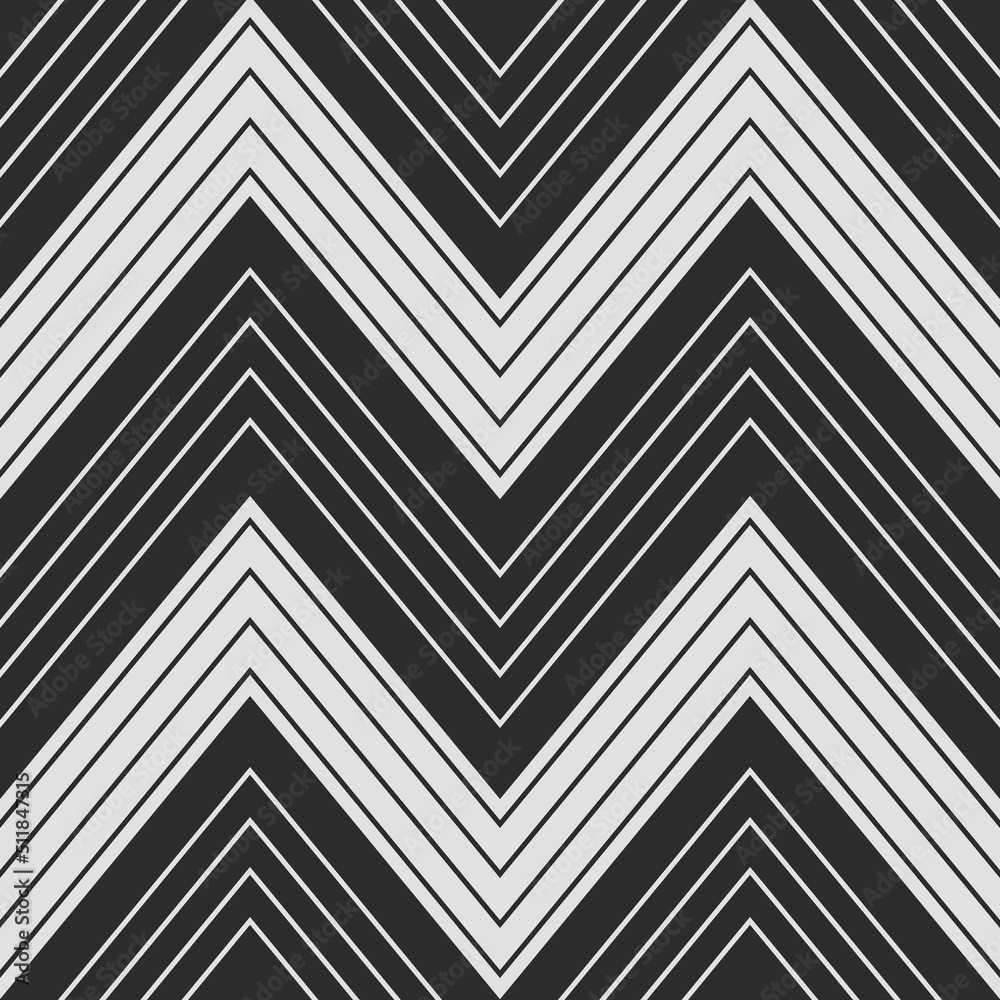 Poster Bkack and white chevron stripes. Vector simple angular zigzag stripes.