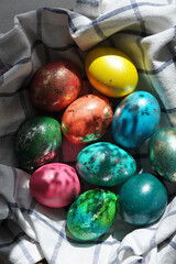 beautiful colorful decorated easter eggs