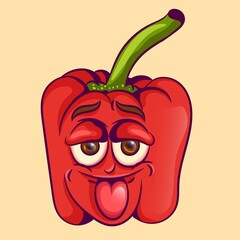 Red capsicum pepper (bell pepper) cartoon Vector illustration.
