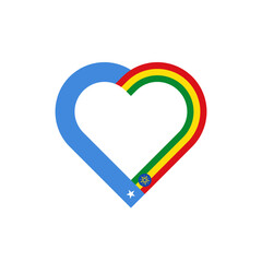 unity concept. heart ribbon icon of somalia and ethiopia flags. vector illustration isolated on white background - obrazy, fototapety, plakaty