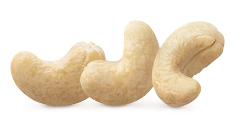 Delicious cashew nuts, isolated on white background