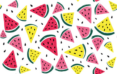 Watermelon slice hand drawn illustration.	