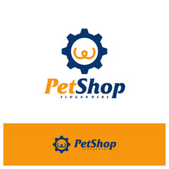 Pet Gear Logo Design Template. Pet logo concept vector. Emblem, Creative Symbol, Icon