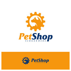 Fototapeta premium Pet Gear Logo Design Template. Pet logo concept vector. Emblem, Creative Symbol, Icon