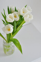 bouquet of beautiful white tulips