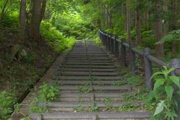 Fototapeta premium nametuoo waterfall stairs in japan miyagi sitikasyuku