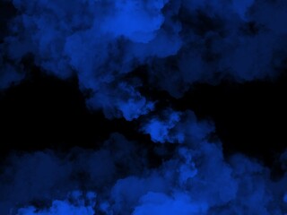  cloud or storm, blue smoke  floating in the dark background.  Illustration created from a tablet, used as a background in abstract style.