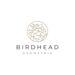 Bird head geometric logo design icon template
