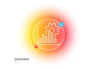 Seo graph line icon. Gradient blur button with glassmorphism. Search engine optimization sign. Analytics symbol. Transparent glass design. Seo graph line icon. Vector