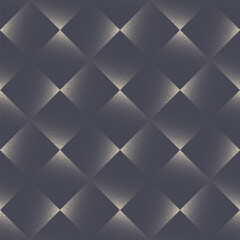 Fototapeta premium Classic Rhombus Checkered Grid Seamless Pattern Vector Abstract Background. Tilted Squares Geometric Structure Gritty Grainy Subtle Texture Repetitive Grey Wallpaper. Half Tone Art Retro Illustration