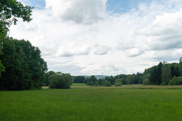 Rural fields sown with corn. Bavaria, Germany