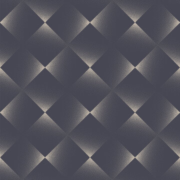 Classic Rhombus Checkered Grid Seamless Pattern Vector Abstract Background. Tilted Squares Geometric Structure Gritty Grainy Subtle Texture Repetitive Grey Wallpaper. Half Tone Art Retro Illustration