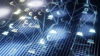 3d Rendering Digital world background binary map technology. Global network connection and data connections concept. Communication technology global world network