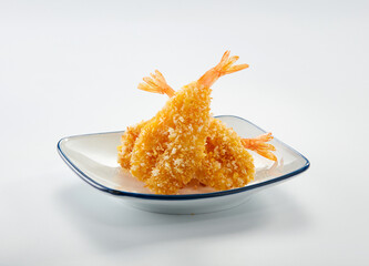 Delicious fried food, fried shrimp.on white background
