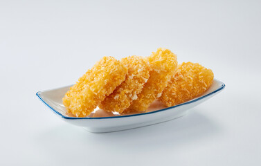 Delicious fried food, fried fish nuggetsa.on white background