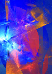 Abstract fractal art background in bright primary colors.