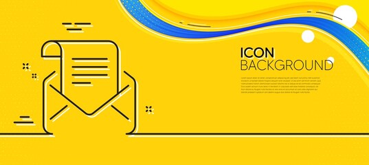Obraz na płótnie Canvas Mail newsletter line icon. Abstract yellow background. Read Message correspondence sign. E-mail symbol. Minimal mail newsletter line icon. Wave banner concept. Vector