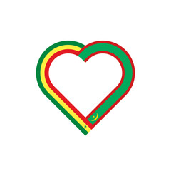 unity concept. heart ribbon icon of senegal and mauritania flags. vector illustration isolated on white background