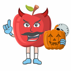 Apple Halloween design character, design vector illustrator, character design on white background.