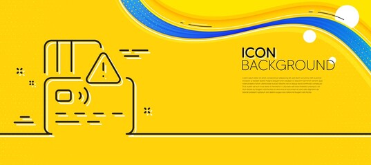 Naklejka na ściany i meble Credit card line icon. Abstract yellow background. Bank money payment sign. Non-cash pay symbol. Minimal card line icon. Wave banner concept. Vector