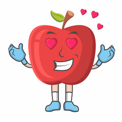 Apple Love Expression design character, design vector illustrator.