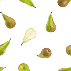 green conference Pear isolated on white background, SEAMLESS, PATTERN