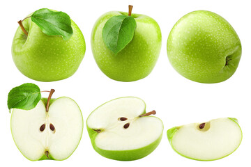 Green juicy apple isolated on white background, clipping path, full depth of field
