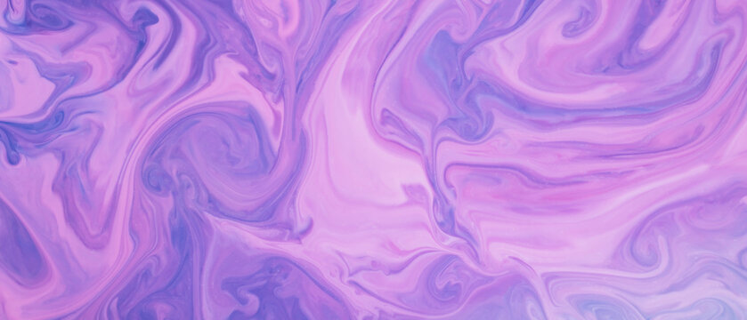 Violet fluid art background. Abstract pattern with chaotic spots of purple colors. Bright creative backdrop on liquid